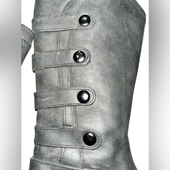 MERRELL Tetra Launch WP Leather Side Zip Boots Moto Black Mid Calf Size 6 - Picture 5 of 7